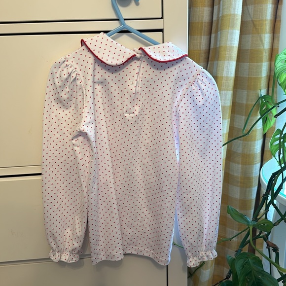 Beaufort Bonnet Peter Pan Collar Shirt Red Microdot - Long Sleeve Size 7 NWOT - Picture 4 of 4